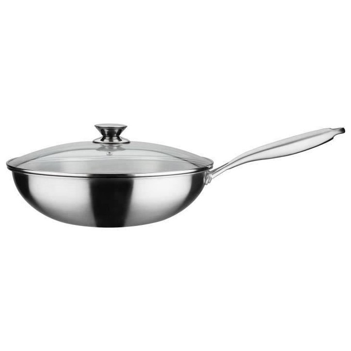 Wok professionnel - GSW - 32 cm - Induction - Acier inoxydable massif Wok professionnel - GSW - 32 cm - Induction - Acier inoxydable massif