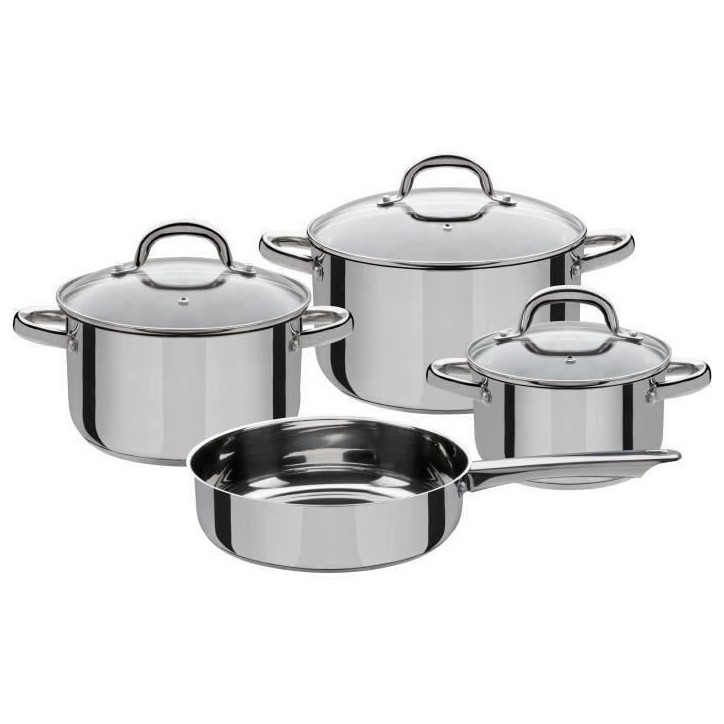 Batterie de cuisine 4 pcs - GSW - MONTREAL - 3 marmites et 1 poele - Induction - Acier inoxydable Batterie de cuisine 4 pcs - GSW - MONTREAL - 3 marmites et 1 poele - Induction - Acier inoxydable
