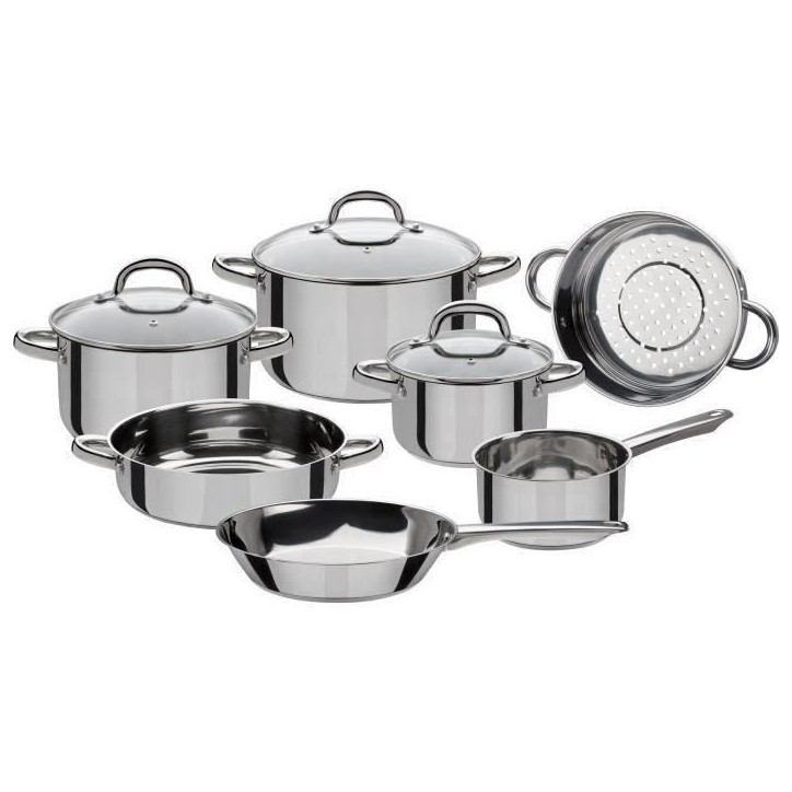 Batterie de cuisine 10 pcs - GSW - MONTREAL - compatible Induction - Acier inoxydable 18/10 Batterie de cuisine 10 pcs - GSW - MONTREAL - compatible Induction - Acier inoxydable 18/10