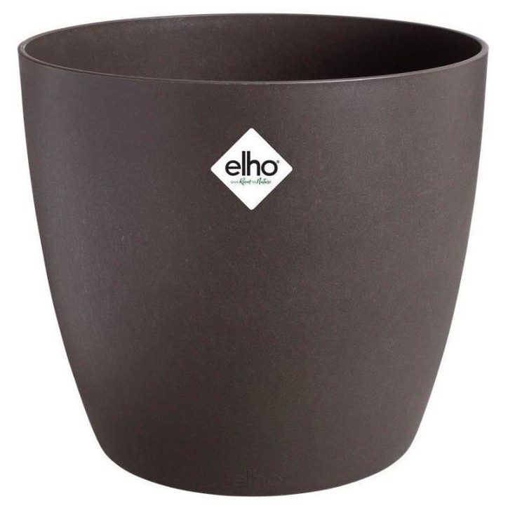 ELHO Lot de 3 pots de fleur rond The Coffee Collection - Ø14xH12,6cm, Ø16xH14,7cm, Ø18xH16,8 cm - 7 L - Marron