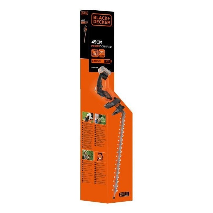 Taille-haies électrique sans fil - BLACK&DECKER - GTC18452PCB-XJ - 18V - Lame 45cm - Sans batterie Taille-haies électrique sans fil - BLACK&DECKER - GTC18452PCB-XJ - 18V - Lame 45cm - Sans batterie