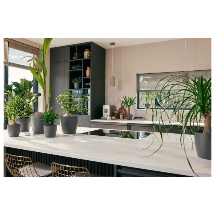 ELHO Lot de 3 pots de fleur rond The Coffee Collection - Ø14xH12,6cm, Ø16xH14,7cm, Ø18xH16,8 cm - 7 L - Marron