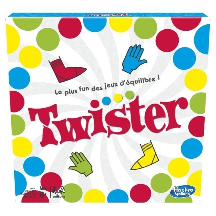 Twister Jeu d'ambiance pour enfants, Jeu d'équilibre fun , A partir de 6 ans, Hasbro Gaming Twister Jeu d'ambiance pour enfants, Jeu d'équilibre fun , A partir de 6 ans, Hasbro Gaming
