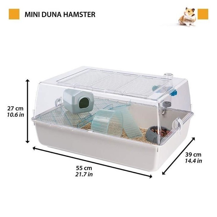 Cage pour hamster 55* 39* 27 cm - Mini Duna Blanche - FERPLAST Cage pour hamster 55* 39* 27 cm - Mini Duna Blanche - FERPLAST