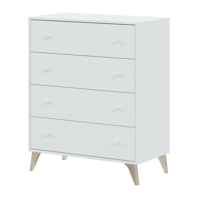 Commode - Sweet - 4 tiroirs - Blanc - 95 x 77.5 x 40 cm Commode - Sweet - 4 tiroirs - Blanc - 95 x 77.5 x 40 cm