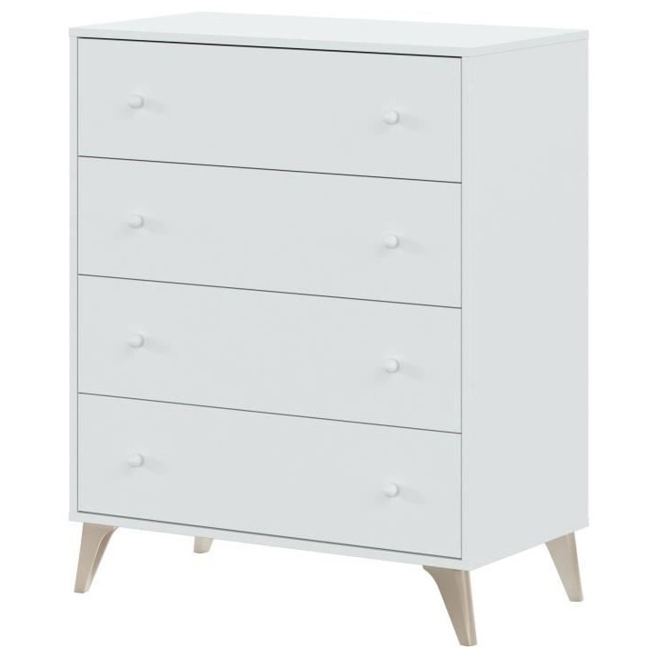 Commode - Sweet - 4 tiroirs - Blanc - 95 x 77.5 x 40 cm