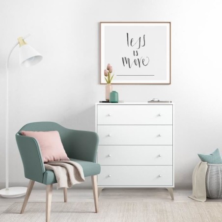 Commode - Sweet - 4 tiroirs - Blanc - 95 x 77.5 x 40 cm