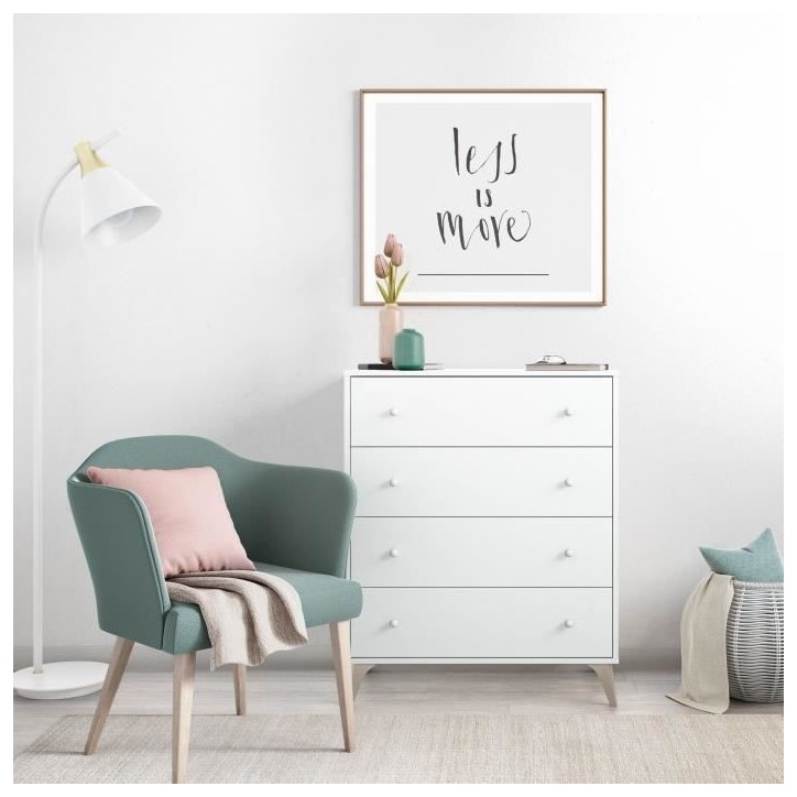 Commode - Sweet - 4 tiroirs - Blanc - 95 x 77.5 x 40 cm