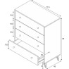 Commode - Sweet - 4 tiroirs - Blanc - 95 x 77.5 x 40 cm