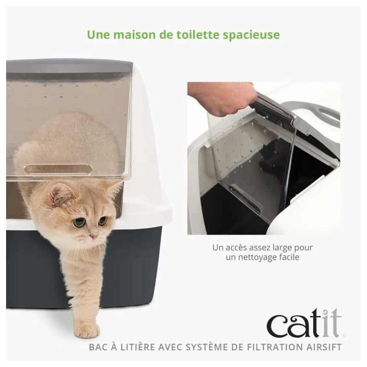 Maison de toilette Bac a litiere pour chat - CATIT - Airsift Jumbo - Systeme de filtration intégré - L. 57 x l. 50 x H. 46,5 c Maison de toilette Bac a litiere pour chat - CATIT - Airsift Jumbo - Systeme de filtration intégré - L. 57 x l. 50 x H. 46,5 c