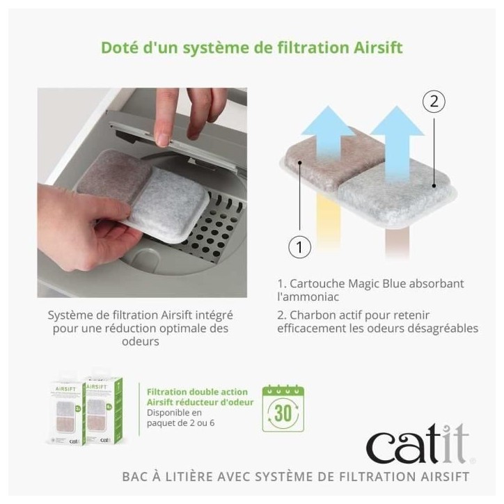 Maison de toilette Bac a litiere pour chat - CATIT - Airsift Jumbo - Systeme de filtration intégré - L. 57 x l. 50 x H. 46,5 c Maison de toilette Bac a litiere pour chat - CATIT - Airsift Jumbo - Systeme de filtration intégré - L. 57 x l. 50 x H. 46,5 c