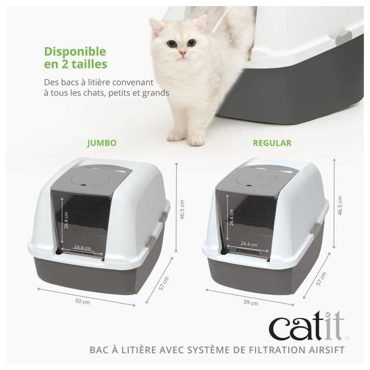 Maison de toilette Bac a litiere pour chat - CATIT - Airsift Jumbo - Systeme de filtration intégré - L. 57 x l. 50 x H. 46,5 c Maison de toilette Bac a litiere pour chat - CATIT - Airsift Jumbo - Systeme de filtration intégré - L. 57 x l. 50 x H. 46,5 c