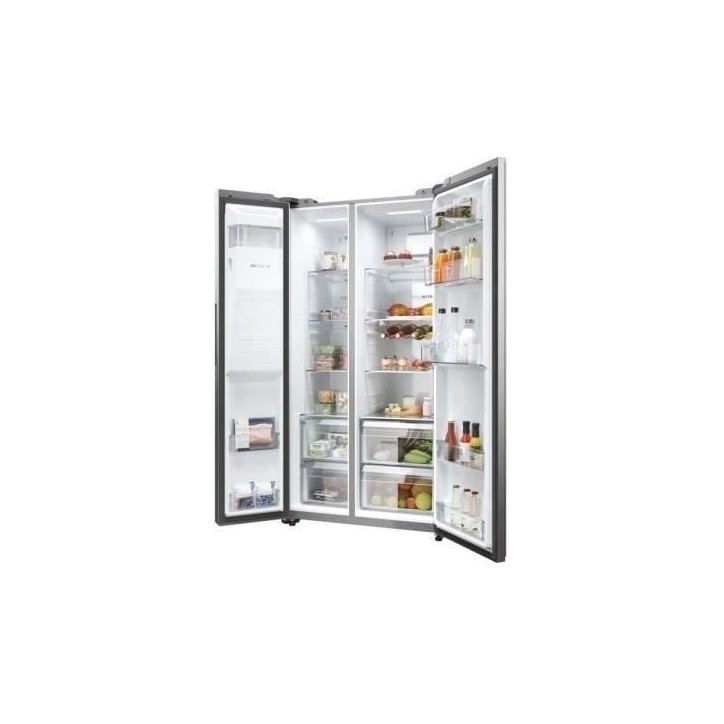 Réfrigérateur Américain - HAIER - HSW59F18EIMM - Classe E - 601 L - 36 dB - Platinium Réfrigérateur Américain - HAIER - HSW59F18EIMM - Classe E - 601 L - 36 dB - Platinium