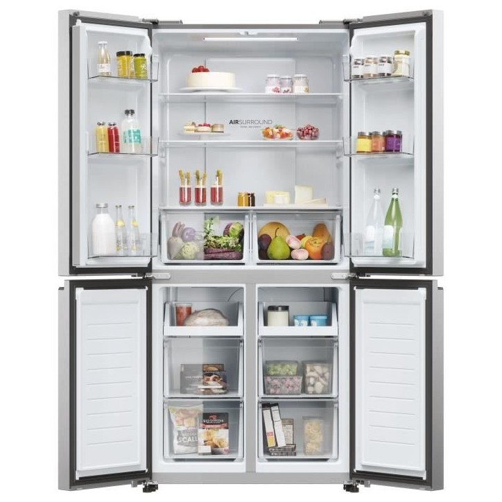 Réfrigérateur multi-portes - HAIER - HCR3818ENMM - Classe E - 467 L - 35 dB - 181,5 x 83,3 x 65 cm - Silver Réfrigérateur multi-portes - HAIER - HCR3818ENMM - Classe E - 467 L - 35 dB - 181,5 x 83,3 x 65 cm - Silver