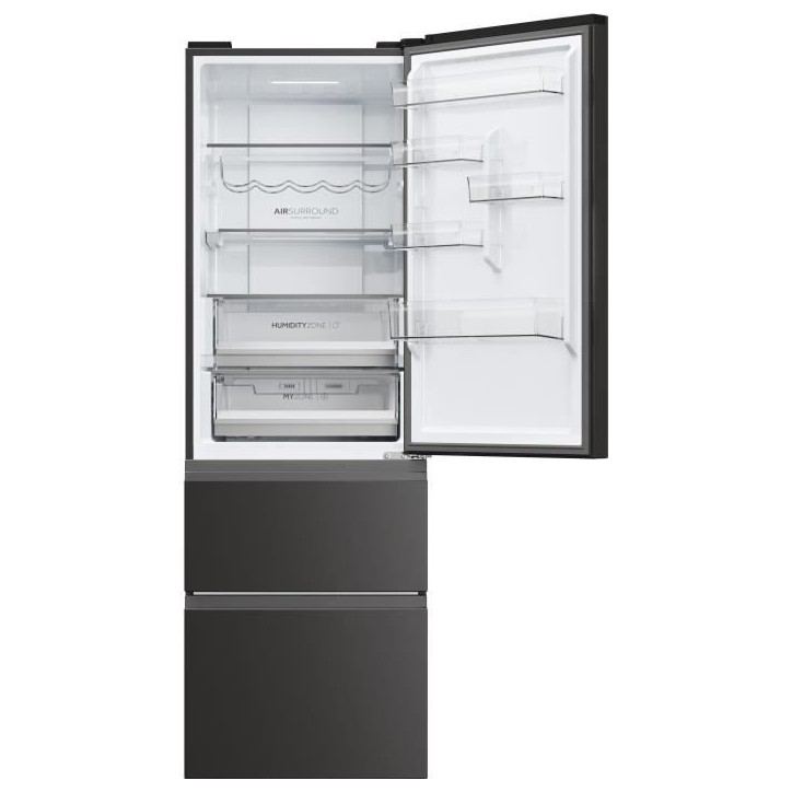 Réfrigérateur Combiné - HAIER - 3D 60 Series 5 HTW5618ENPT - Classe E - 360 L - 185 x 59,5 x 66,7 cm - Noir Réfrigérateur Combiné - HAIER - 3D 60 Series 5 HTW5618ENPT - Classe E - 360 L - 185 x 59,5 x 66,7 cm - Noir