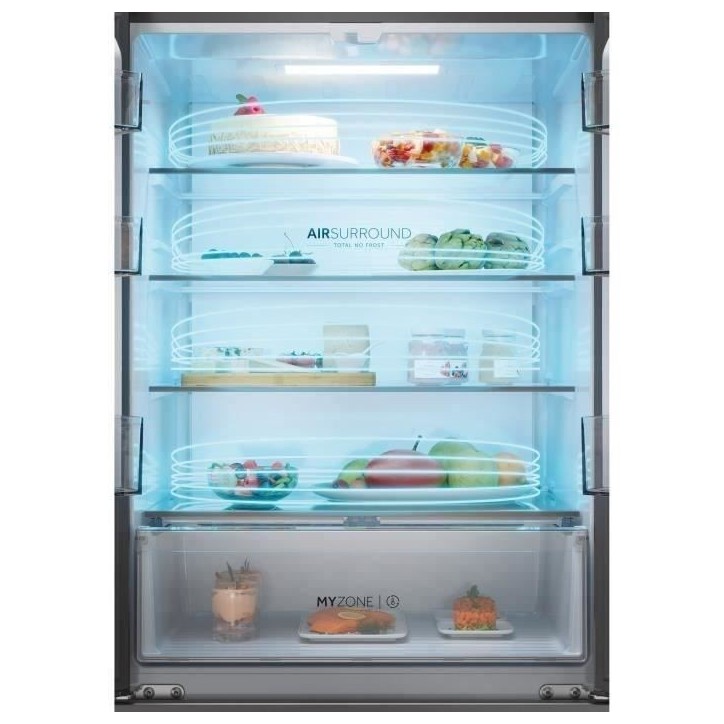 Réfrigérateur multi-portes - HAIER - HFR3718ENMM - Classe E - 402 L (262 + 140) - 37 dB - Gris Réfrigérateur multi-portes - HAIER - HFR3718ENMM - Classe E - 402 L (262 + 140) - 37 dB - Gris