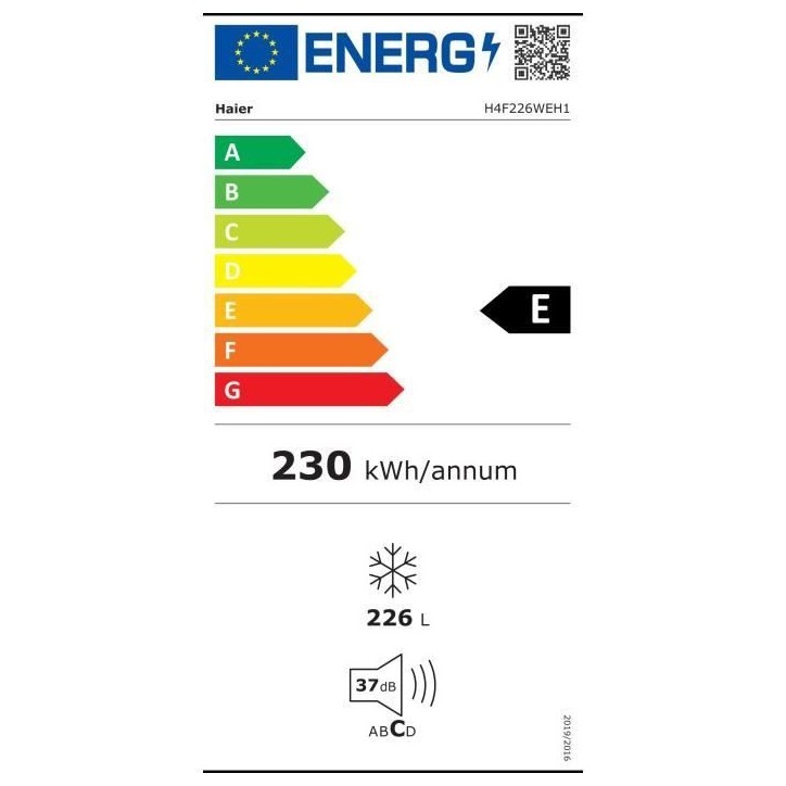 Congélateur armoire HAIER 226L - H4F226WEH1 - Series 3 - Total No Frost - Connectivité - classe E - blanc Congélateur armoire HAIER 226L - H4F226WEH1 - Series 3 - Total No Frost - Connectivité - classe E - blanc