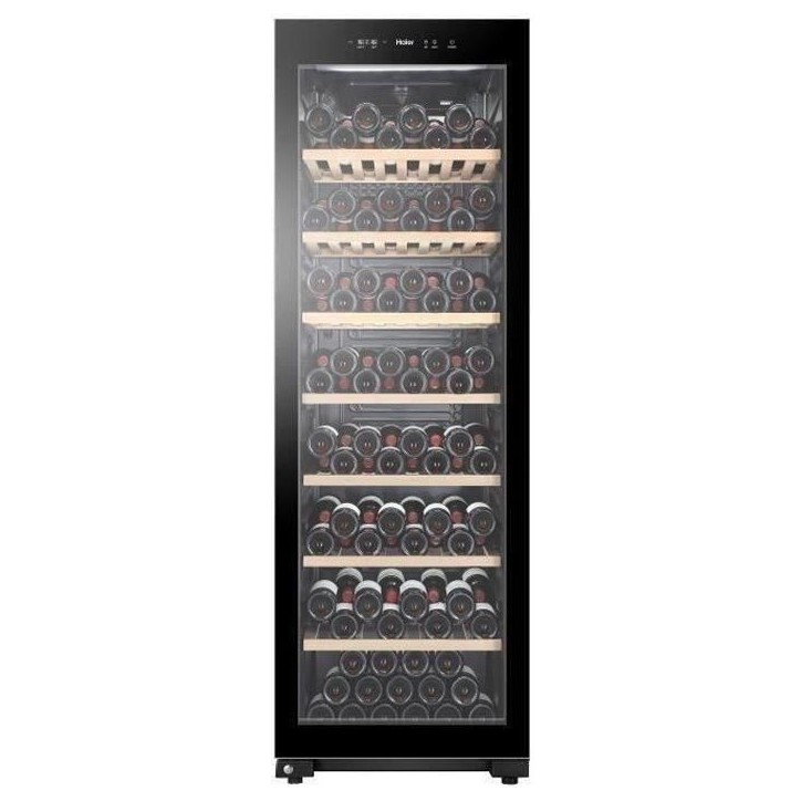 HAIER HWS188GAE - Cave a vin de vieillissement - Pose libre - 188 bouteilles - Mono zone - H185 x L59,5 cm - Noir HAIER HWS188GAE - Cave a vin de vieillissement - Pose libre - 188 bouteilles - Mono zone - H185 x L59,5 cm - Noir