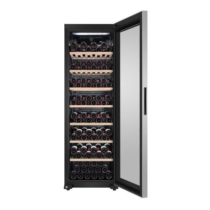 HAIER HWS188GAE - Cave a vin de vieillissement - Pose libre - 188 bouteilles - Mono zone - H185 x L59,5 cm - Noir HAIER HWS188GAE - Cave a vin de vieillissement - Pose libre - 188 bouteilles - Mono zone - H185 x L59,5 cm - Noir