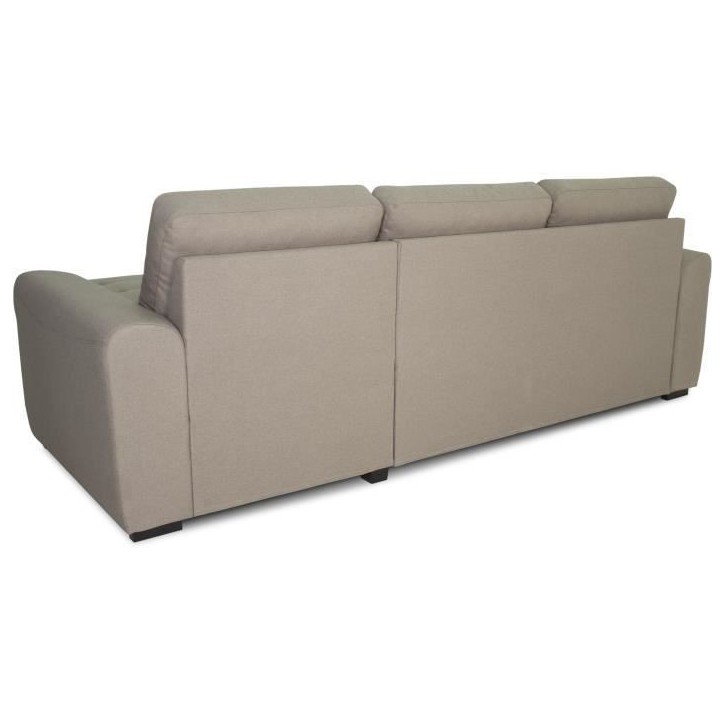 Canapé d'angle convertible réversible 4 places - Tissu beige - L 244 x P 151 x H 90 - HAMILTON - Fabriqué en Ukraine Canapé d'angle convertible réversible 4 places - Tissu beige - L 244 x P 151 x H 90 - HAMILTON - Fabriqué en Ukraine