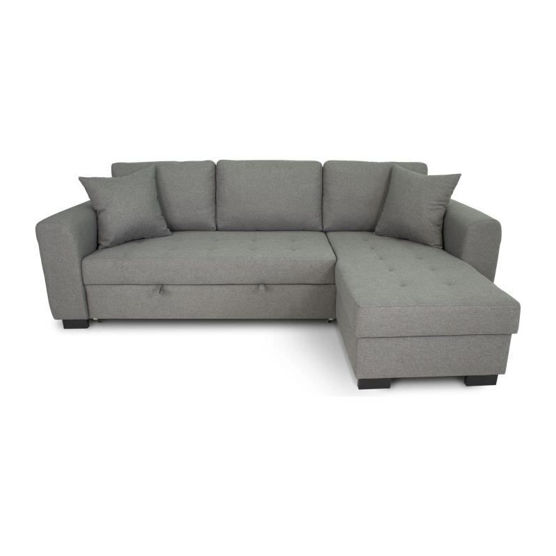 Canapé d'angle convertible réversible 4 places - Tissu gris clair - Canapé d'angle convertible réversible 4 places - Tissu gris clair -