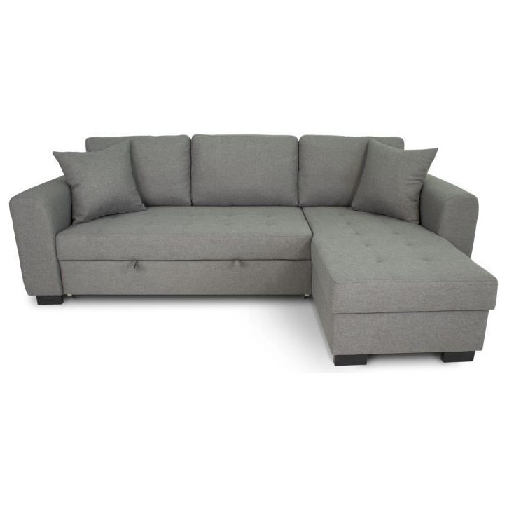 Canapé d'angle convertible réversible 4 places - Tissu gris clair - L 244 x P 151 x H 90 -HAMILTON -Fabriqué en Ukraine Canapé d'angle convertible réversible 4 places - Tissu gris clair - L 244 x P 151 x H 90 -HAMILTON -Fabriqué en Ukraine