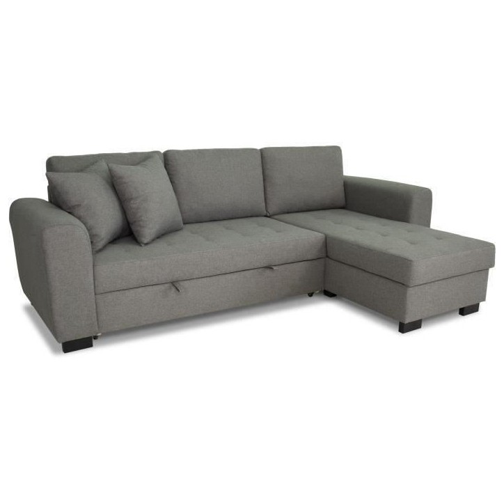 Canapé d'angle convertible réversible 4 places - Tissu gris clair - L 244 x P 151 x H 90 -HAMILTON -Fabriqué en Ukraine Canapé d'angle convertible réversible 4 places - Tissu gris clair - L 244 x P 151 x H 90 -HAMILTON -Fabriqué en Ukraine