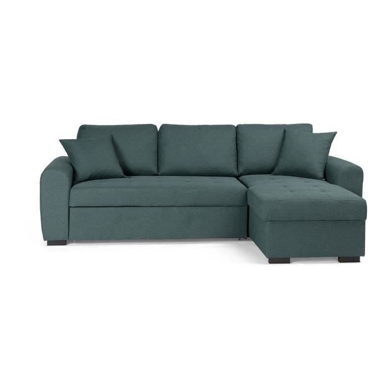 Canapé d'angle convertible réversible 4 places - Tissu Vert - L 244 Canapé d'angle convertible réversible 4 places - Tissu Vert - L 244