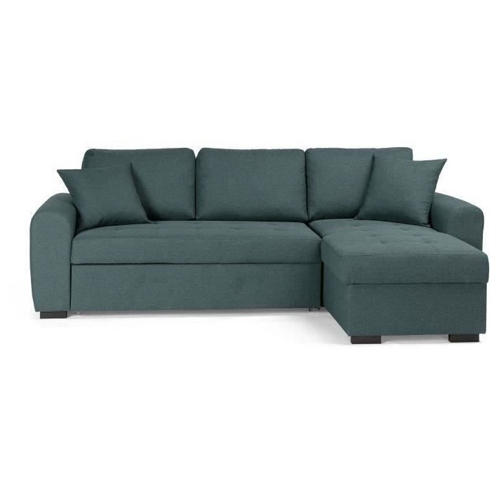 Canapé d'angle convertible réversible 4 places - Tissu Vert - L 244 x P 151 x H 90 - HAMILTON - Fabriqué en Ukraine Canapé d'angle convertible réversible 4 places - Tissu Vert - L 244 x P 151 x H 90 - HAMILTON - Fabriqué en Ukraine