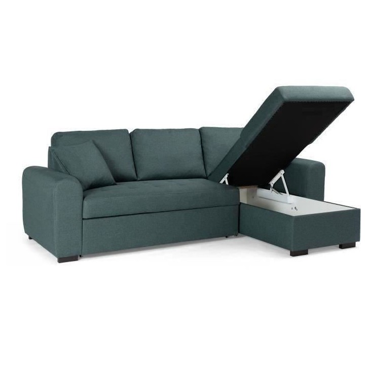 Canapé d'angle convertible réversible 4 places - Tissu Vert - L 244 x P 151 x H 90 - HAMILTON - Fabriqué en Ukraine Canapé d'angle convertible réversible 4 places - Tissu Vert - L 244 x P 151 x H 90 - HAMILTON - Fabriqué en Ukraine