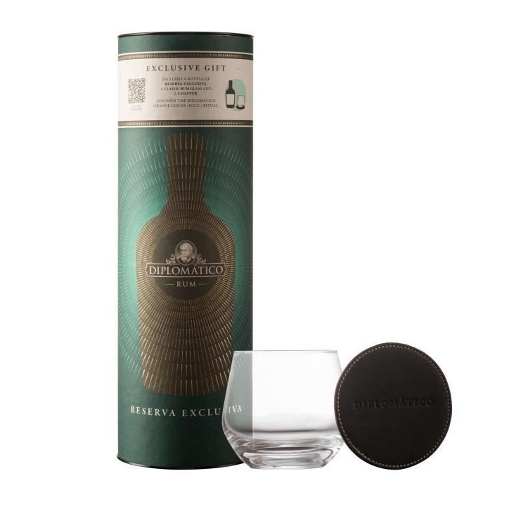 Diplomatico - Reserva Exclusiva - Boîte + 1 verre + sous verre - Rhum - 70 cl - 40,0% Vol.