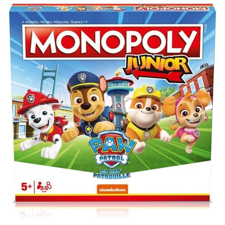 Monopoly Junior La Pat'Patrouille - Jeu de société - WINNING MOVES - Monopoly junior avec les personnages de la Pat'Patrouille