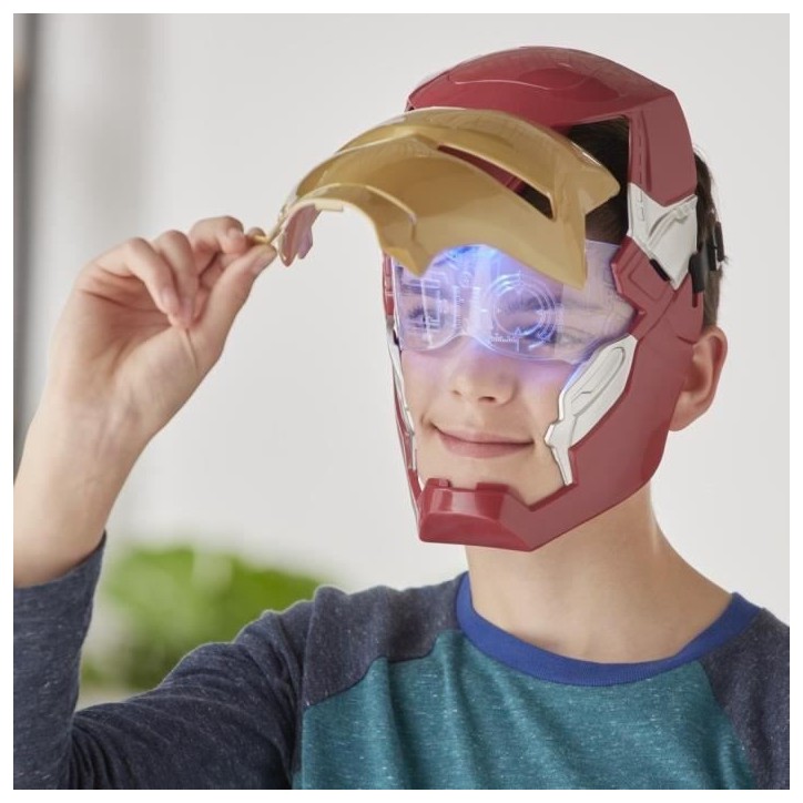 Masque électronique d'Iron Man a visiere mobile, avec effets lumineux, Pour enfnant pour se déguiser comme son héros préfér Masque électronique d'Iron Man a visiere mobile, avec effets lumineux, Pour enfnant pour se déguiser comme son héros préfér