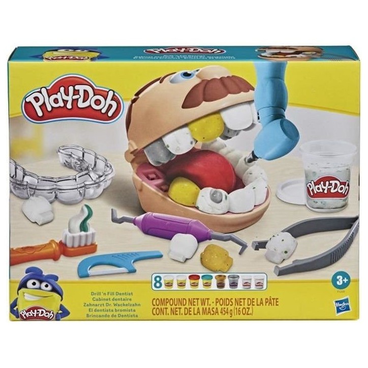Play-Doh Cabinet dentaire pour enfants - 8 Pots de pâte a modeler atoxique - des 3 ans