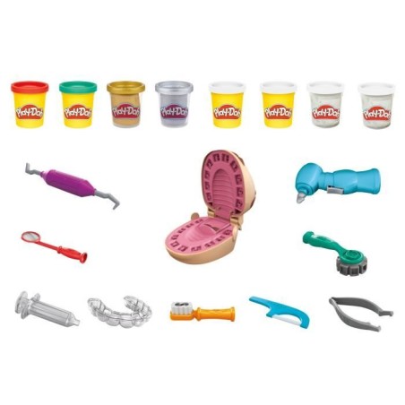 Play-Doh Cabinet dentaire pour enfants - 8 Pots de pâte a modeler atoxique - des 3 ans