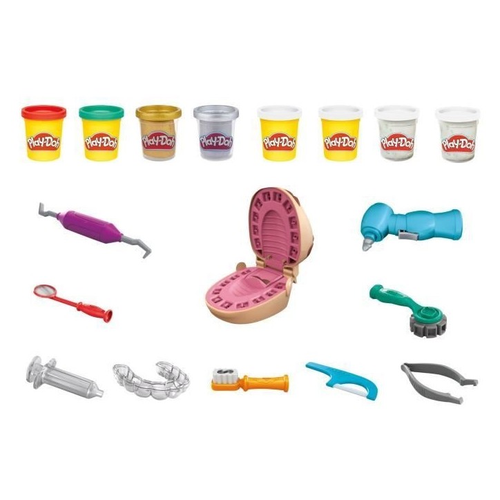 Play-Doh Cabinet dentaire pour enfants - 8 Pots de pâte a modeler atoxique - des 3 ans
