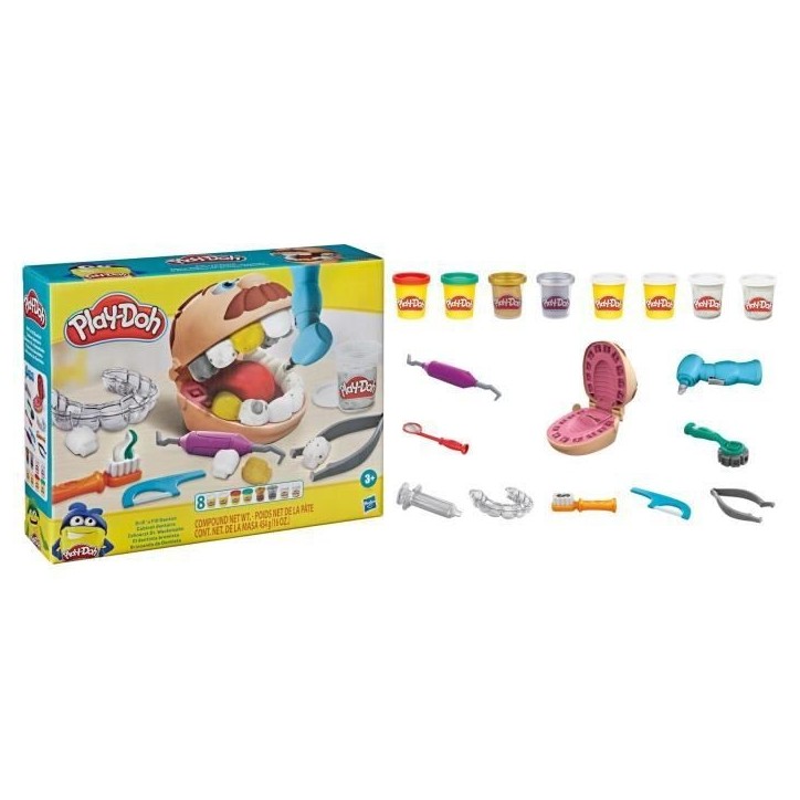 Play-Doh Cabinet dentaire pour enfants - 8 Pots de pâte a modeler atoxique - des 3 ans