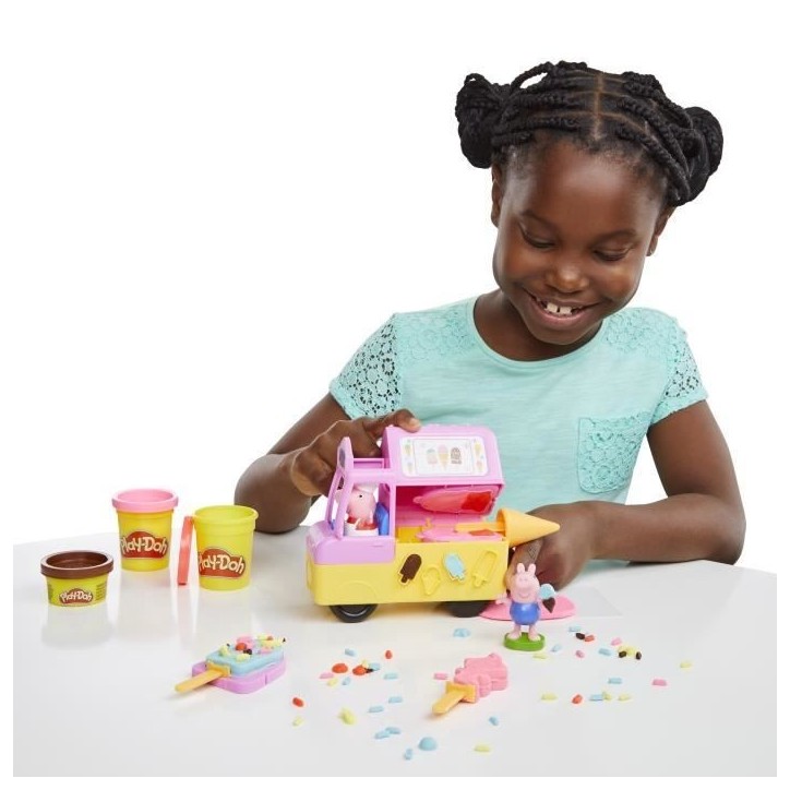 Play-Doh Peppa et le camion de glaces, figurines Peppa et George, 5 pots de pâte a modeler, des 3 ans