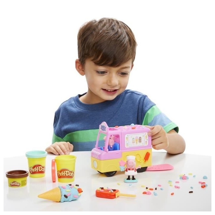 Play-Doh Peppa et le camion de glaces, figurines Peppa et George, 5 pots de pâte a modeler, des 3 ans