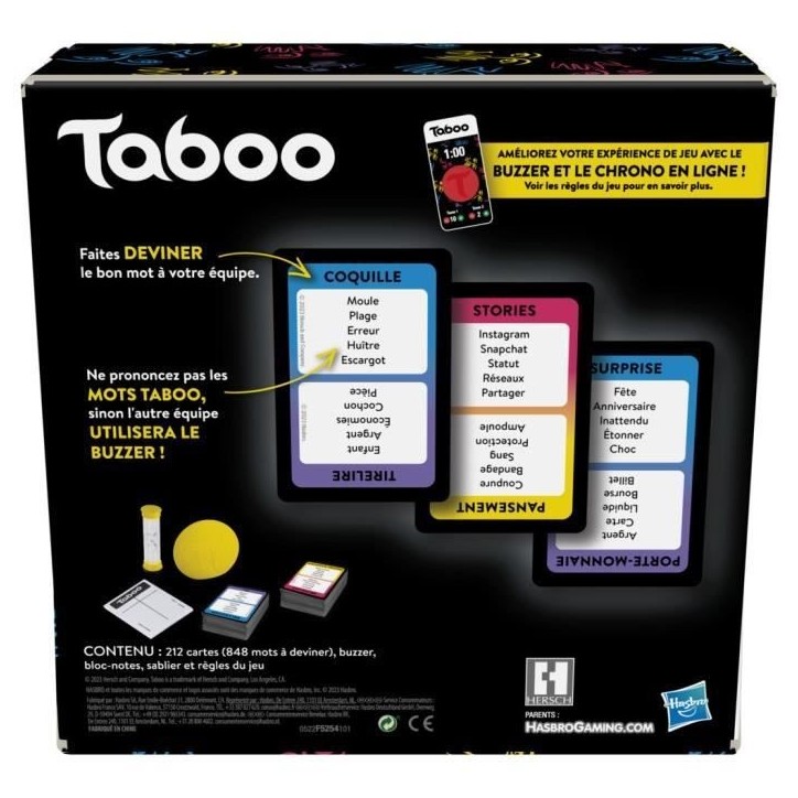 Taboo Classique, Jeu de société, Le jeu des mots interdits, pour ados et adultes, des 13 ans, Hasbro Gaming Taboo Classique, Jeu de société, Le jeu des mots interdits, pour ados et adultes, des 13 ans, Hasbro Gaming