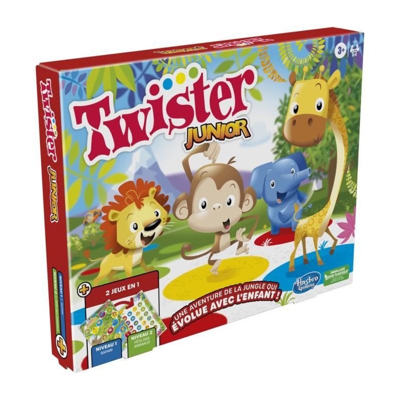 Twister Junior - tapis réversible 2-en-1 évolutif - Jeu de société Twister Junior - tapis réversible 2-en-1 évolutif - Jeu de société