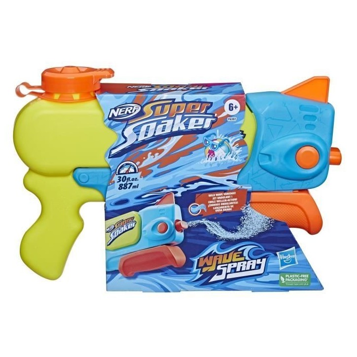 Nerf Super Soaker Wave Spray, pistolet a eau, la buse rotative crée des jets ondulés, jouet d'eau d'extérieur, des 6 ans