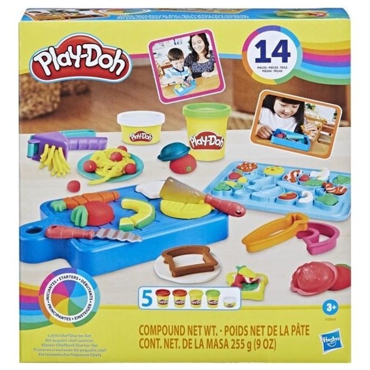 PLAY-DOH Kit du petit chef cuisinier, pâte a modeler, 14 accessoires de cuisine, jouets préscolaires, Playdoh Kitchens