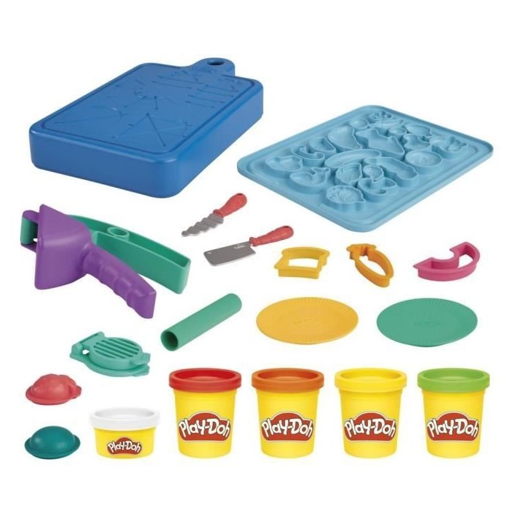 PLAY-DOH Kit du petit chef cuisinier, pâte a modeler, 14 accessoires de cuisine, jouets préscolaires, Playdoh Kitchens