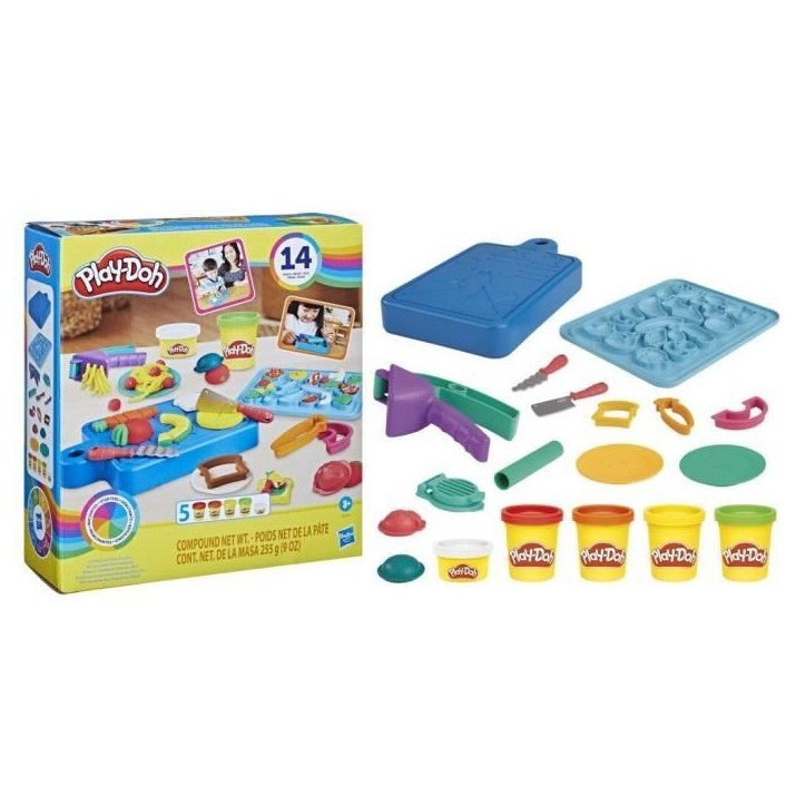 PLAY-DOH Kit du petit chef cuisinier, pâte a modeler, 14 accessoires de cuisine, jouets préscolaires, Playdoh Kitchens
