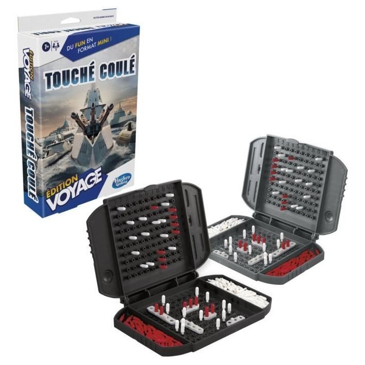 Touché coulé Voyage, jeu de société de voyage pour 2 joueurs, jeu de voyage, jeu pour enfants, Des 7 ans, Hasbro Gaming Touché coulé Voyage, jeu de société de voyage pour 2 joueurs, jeu de voyage, jeu pour enfants, Des 7 ans, Hasbro Gaming