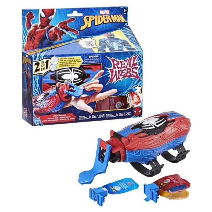 Lance-toile ultime Spider-Man blaster 2-en-1, jouet de déguisement Spider-Man, des 5 ans, Marvel Spider-Man Real Webs Lance-toile ultime Spider-Man blaster 2-en-1, jouet de déguisement Spider-Man, des 5 ans, Marvel Spider-Man Real Webs