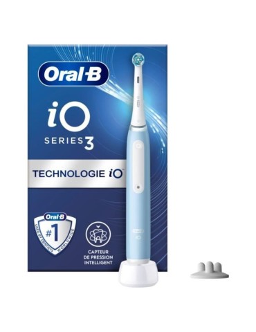 Brosse a dents électrique - ORAL-B - iO3s - Bluetooth, 2 Brossettes, 1 Étui De Voyage - Bleue