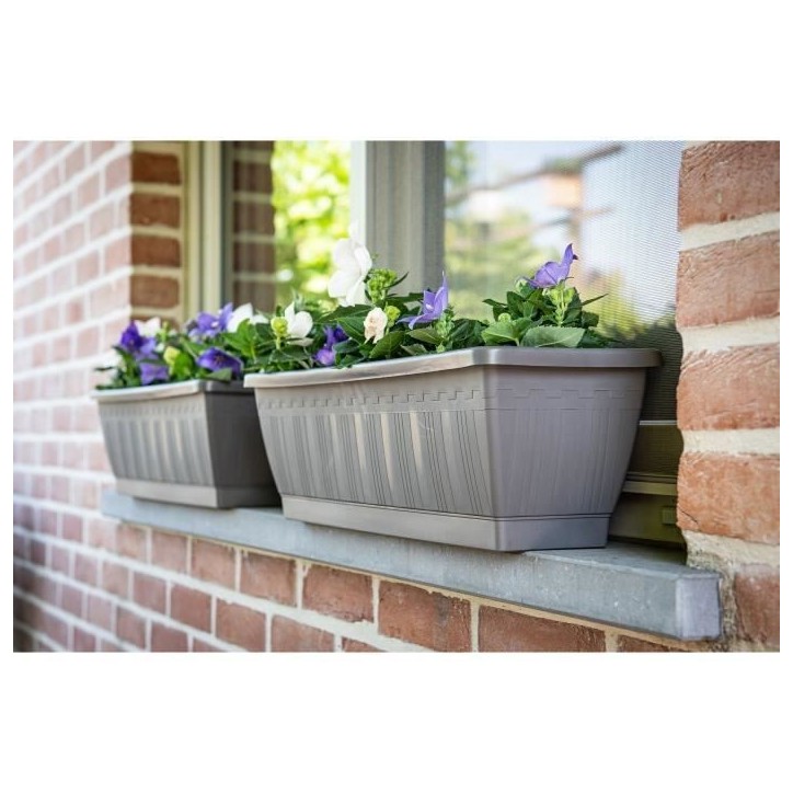 Jardiniere - GARDEN ID Terraflor - Anthracite 60cm - Solidité - Réserve d'eau - Recyclé & 100% recyclable - Volume pour plant