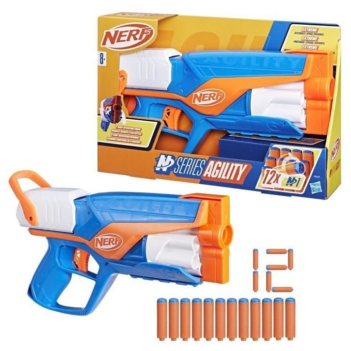 NERF blaster Agility N Series, 12 fléchettes Nerf N1 uniquement pour les blasters Nerf N Series, barillet 6 fléchettes, jeux d NERF blaster Agility N Series, 12 fléchettes Nerf N1 uniquement pour les blasters Nerf N Series, barillet 6 fléchettes, jeux d